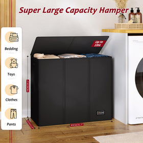 Vincona 195L laundry hamper side view highlighting sturdy frame and portability.