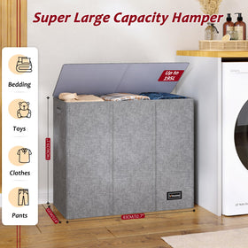 Vincona laundry hamper with lid concealing dirty clothes and odor control