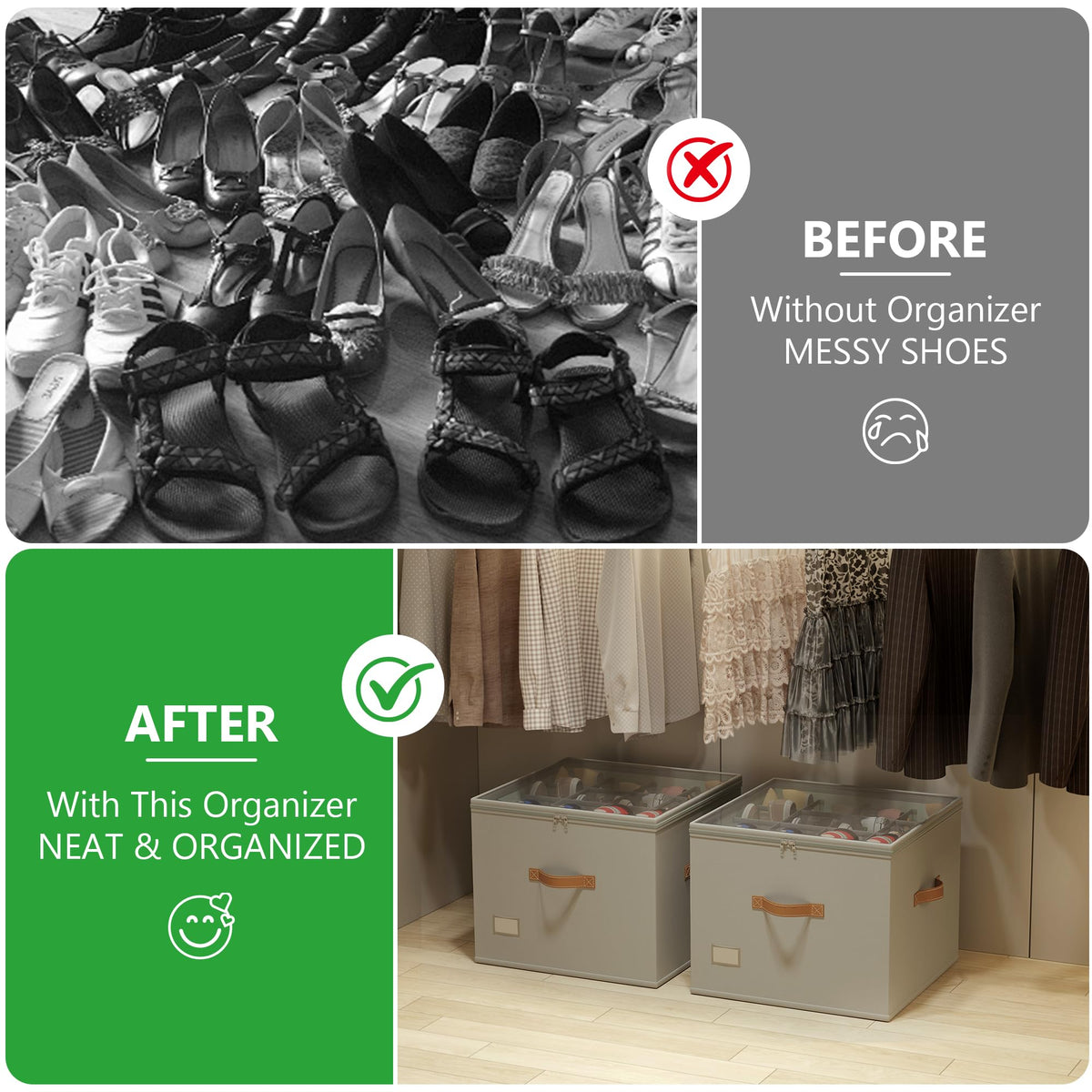 Vincona shoe organizer label design for easy categorization at a glance