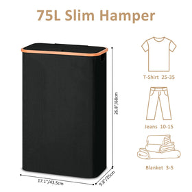 Vincona Slim Laundry Basket offers 75L capacity for full loads in tight spaces.