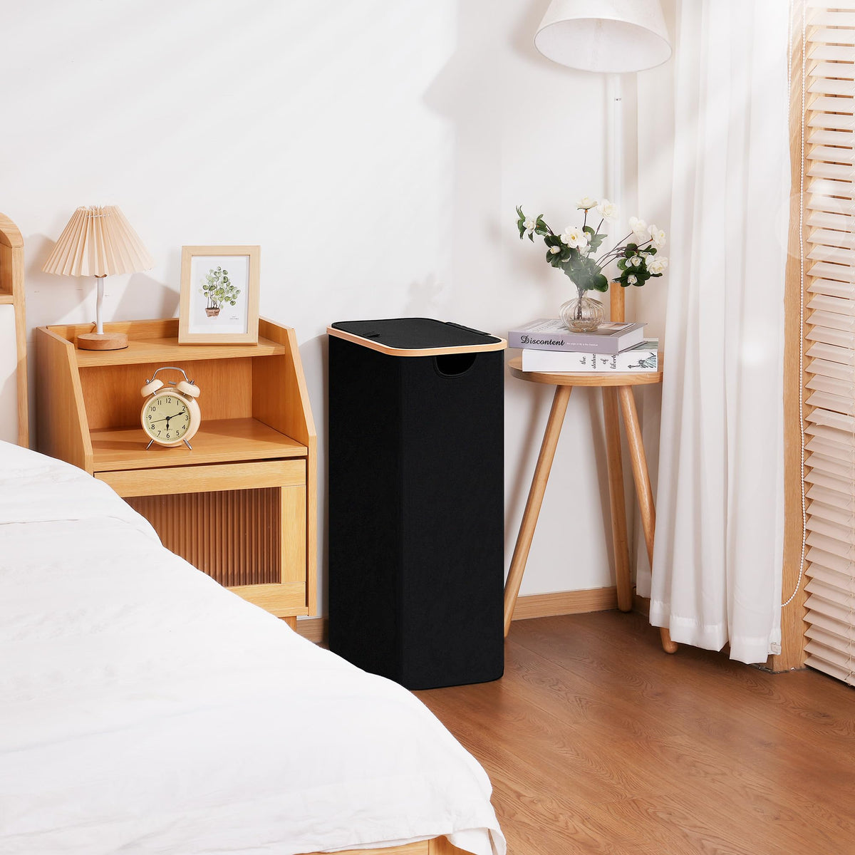 Vincona Slim Laundry Basket side view shows its compact footprint.