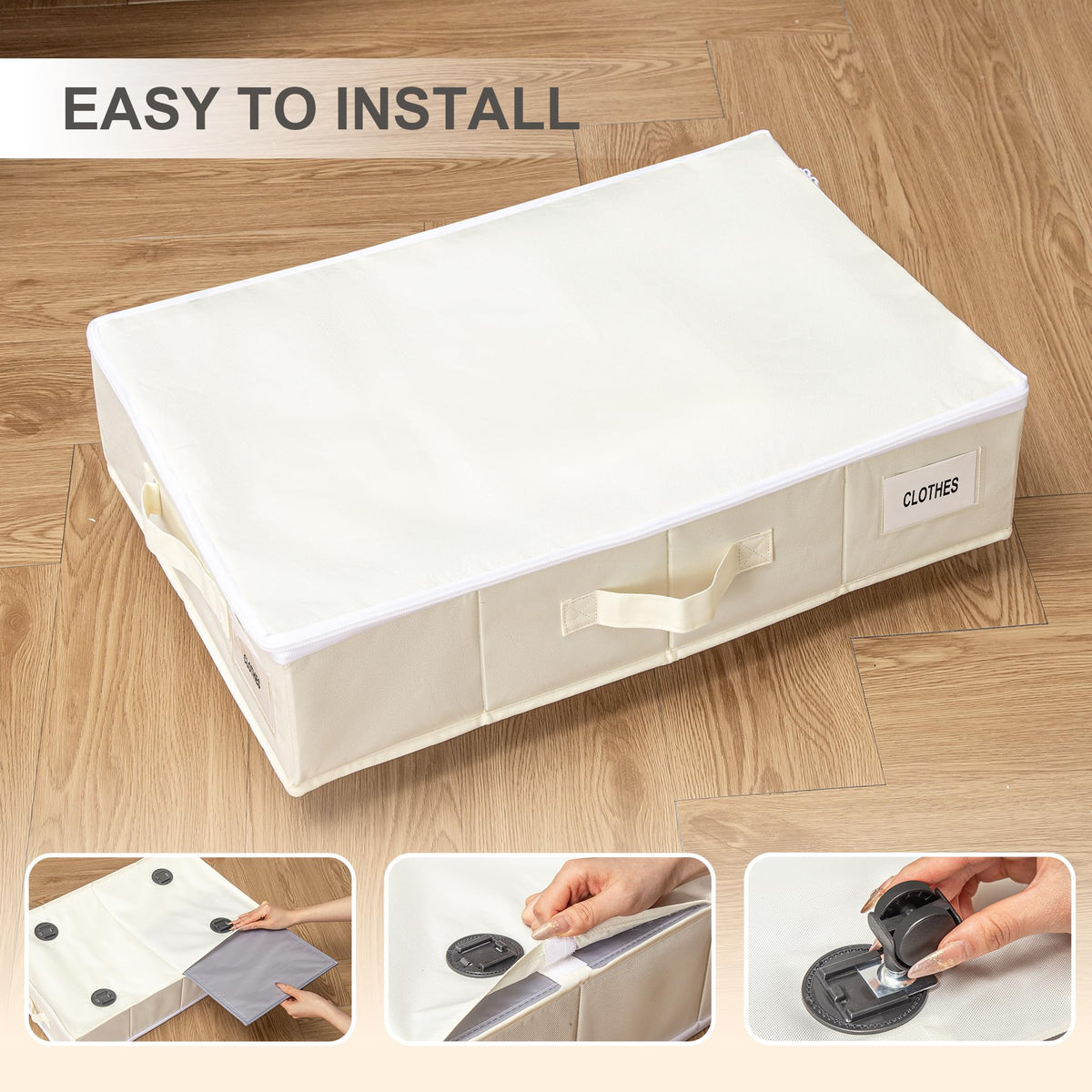 Vincona beige storage blends cleanly with home décor while staying functional.