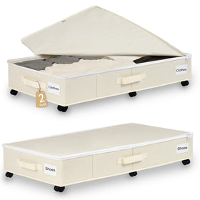 Vincona under-bed storage with wheels for easy access to clothing.