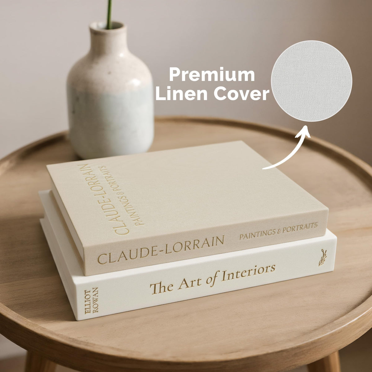 Vine Creations decorative books shelf display complements modern decor.