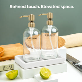 Vine Creations dish soap dispenser beside the sink for convenience