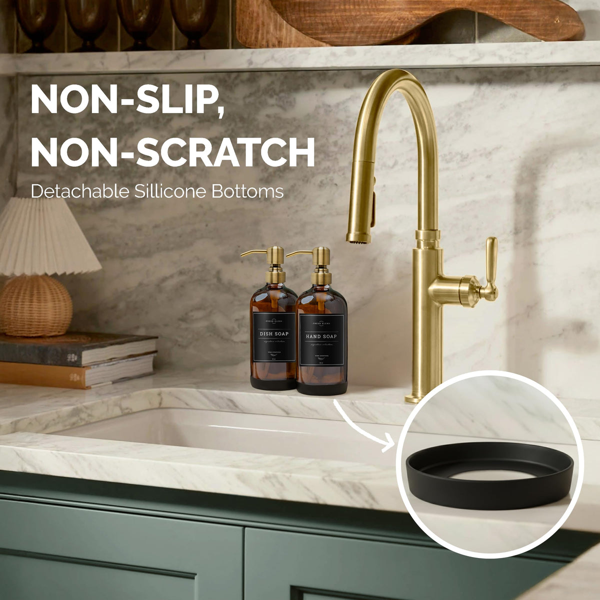 Vine Creations waterproof labels help you distinguish hand, dish, and body soaps.