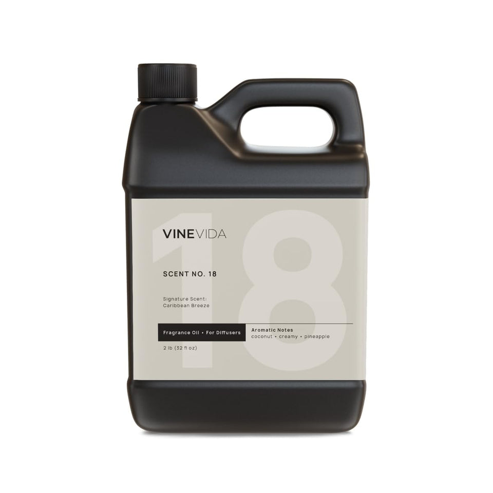 VINEVIDA Caribbean Breeze fragrance oil bottle front for diffuser refills and long-lasting aroma.