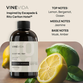VINEVIDA Ritz Carlton inspired No 1001 label showcasing luxe aroma cues