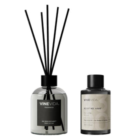 VINEVIDA Volcano reed diffuser bottle with sticks for a fresh bathroom ambiance.