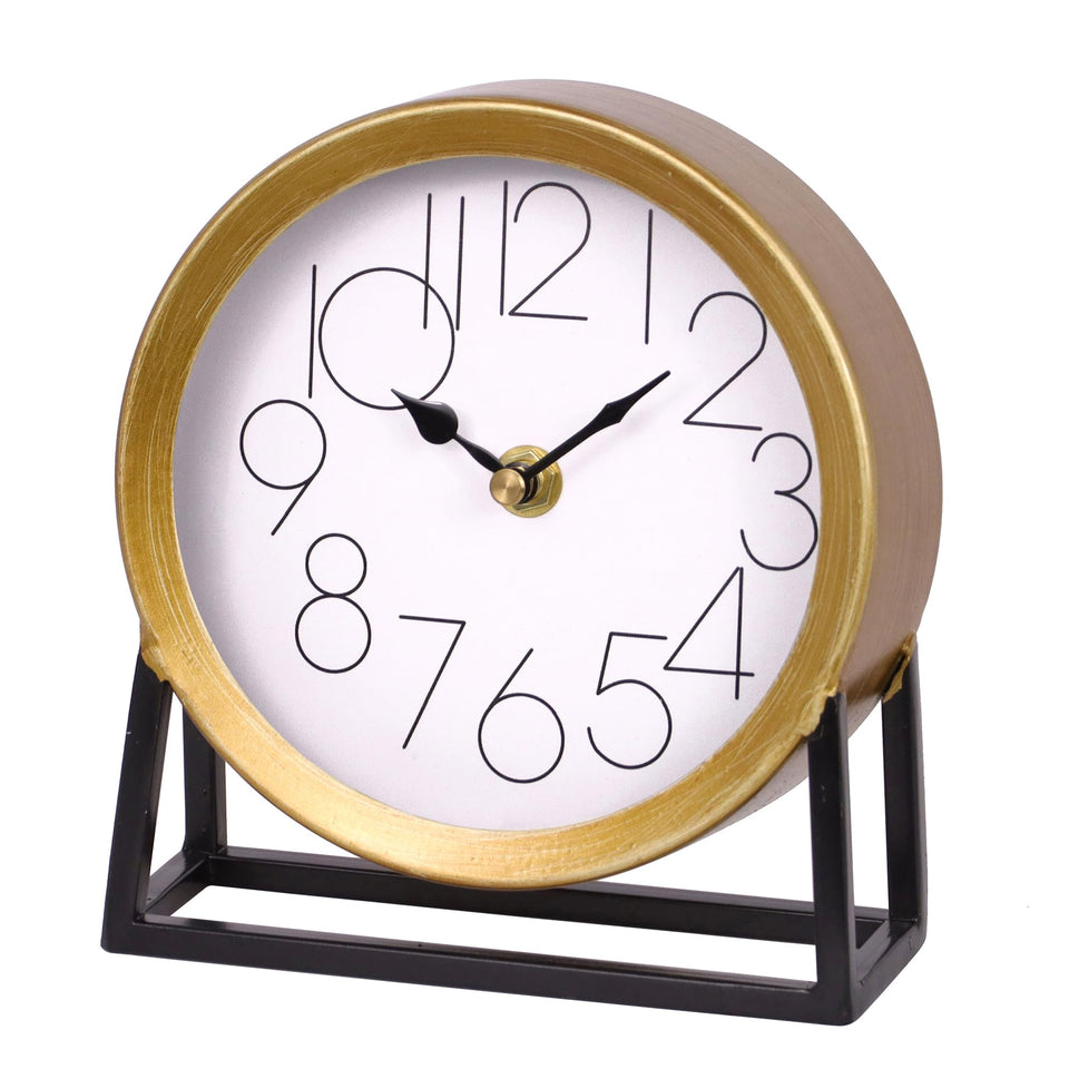 VinSees Modern Golden Table Clock on Stand adds subtle elegance to any desk.