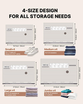 VINTAR 16 pack with four sizes for versatile clothing storage