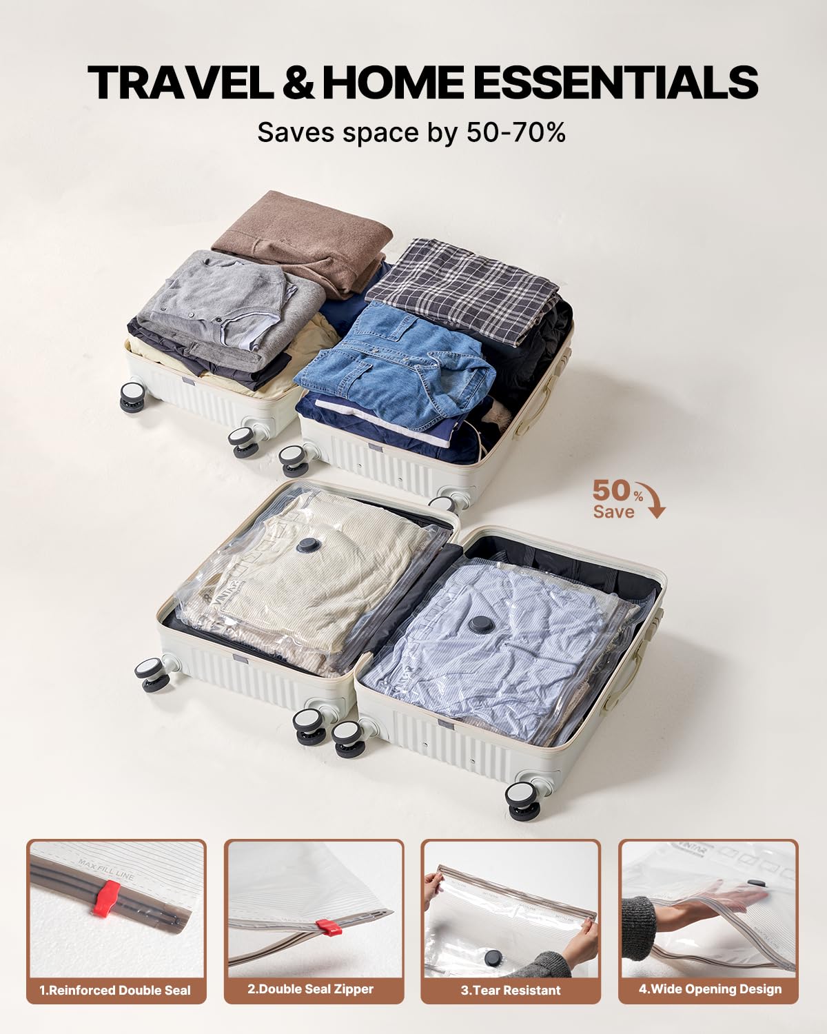 Durable, clear material of VINTAR bags protects contents while staying visible.