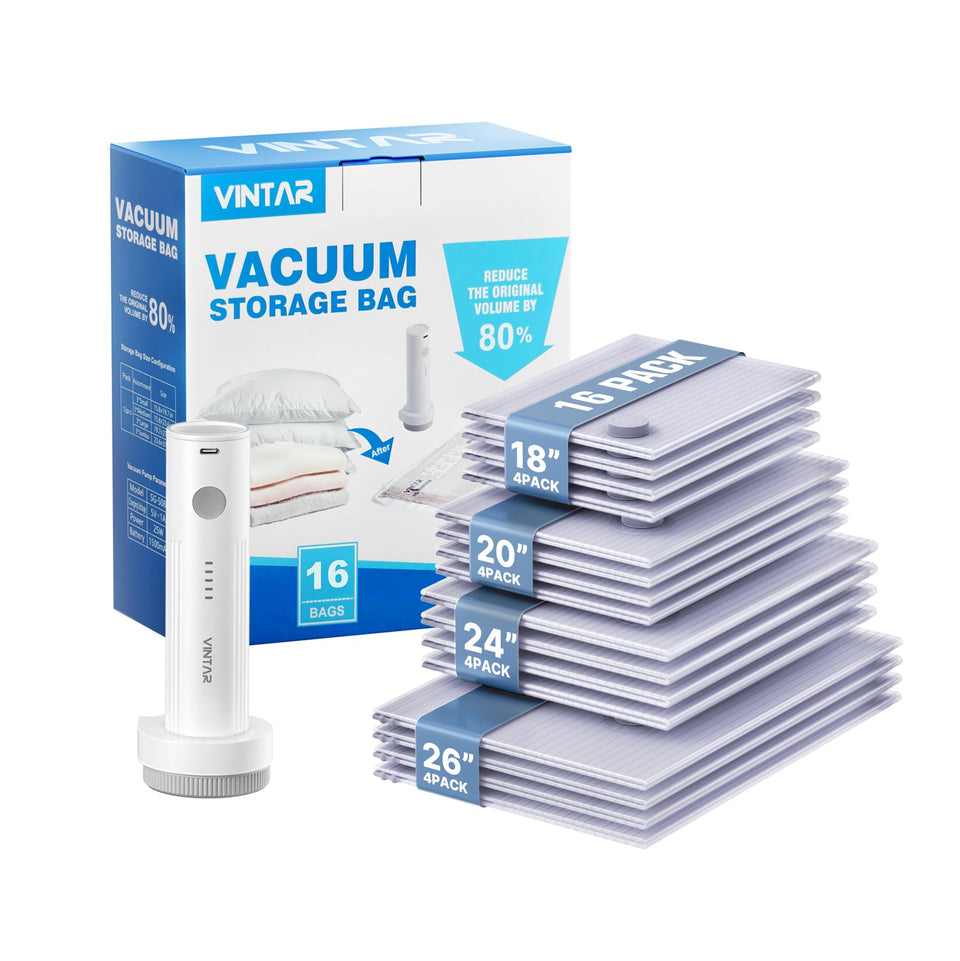 VINTAR vacuum seal bags with wireless pump for fast travel packing