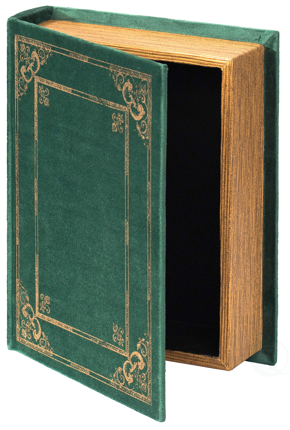 Vintiquewise decorative vintage book trinket box green on a shelf, discreet keepsake storage.
