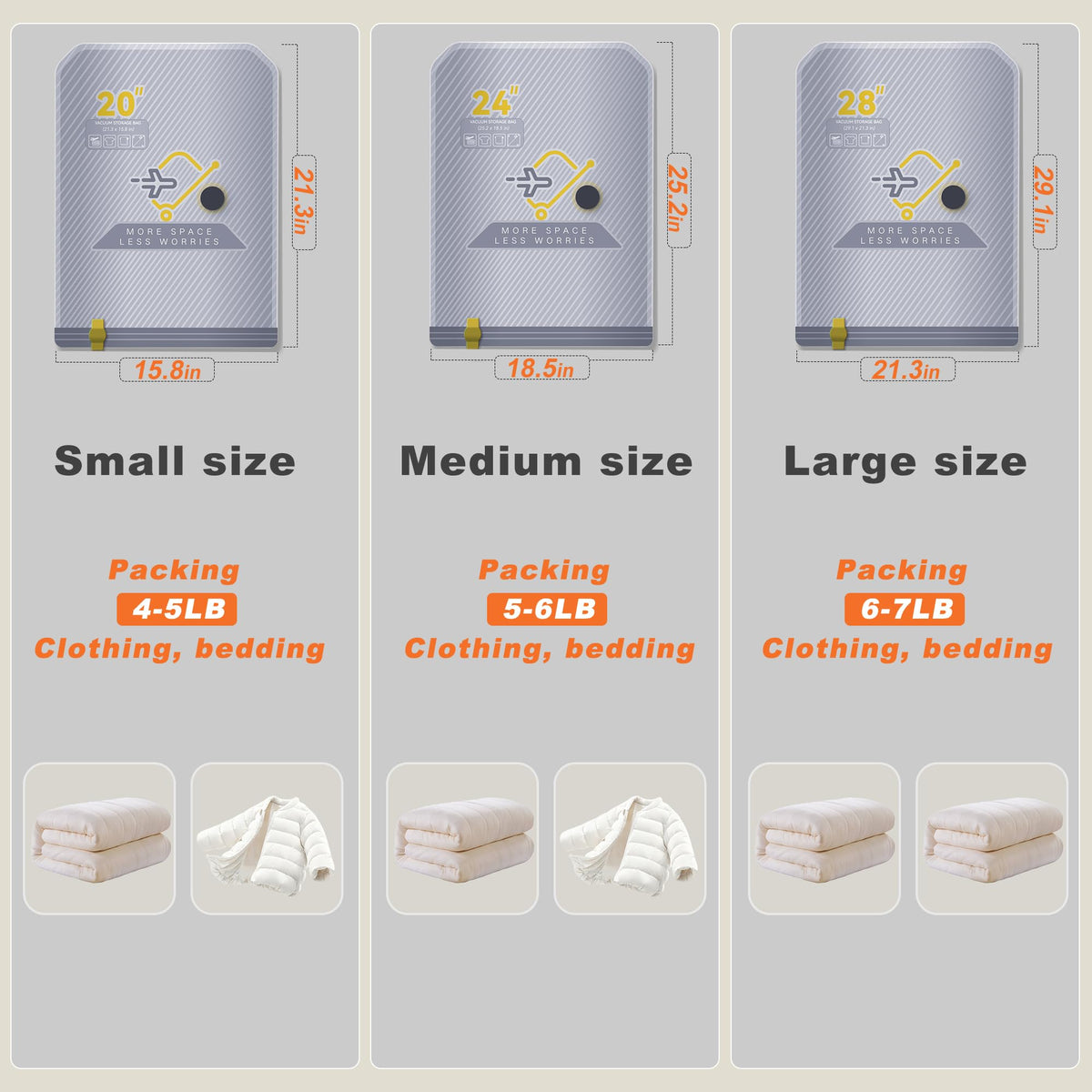 Viokei large bags fit bulky coats and blankets for trips.