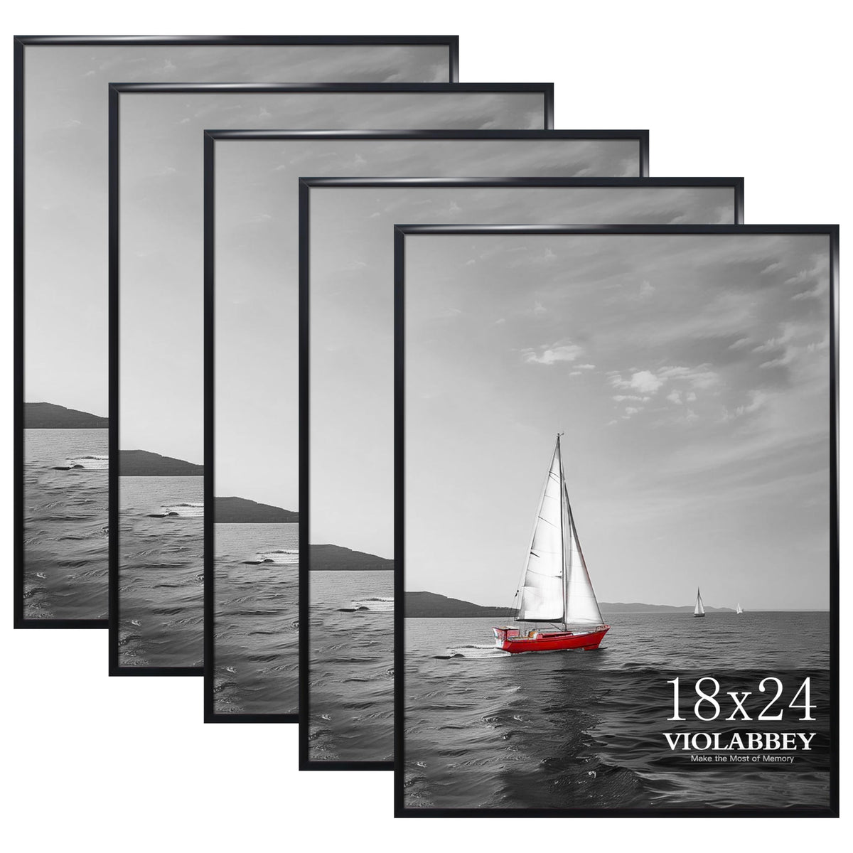 Violabbey 18x24 frame set 5 front view shows sleek black frames for gallery walls.