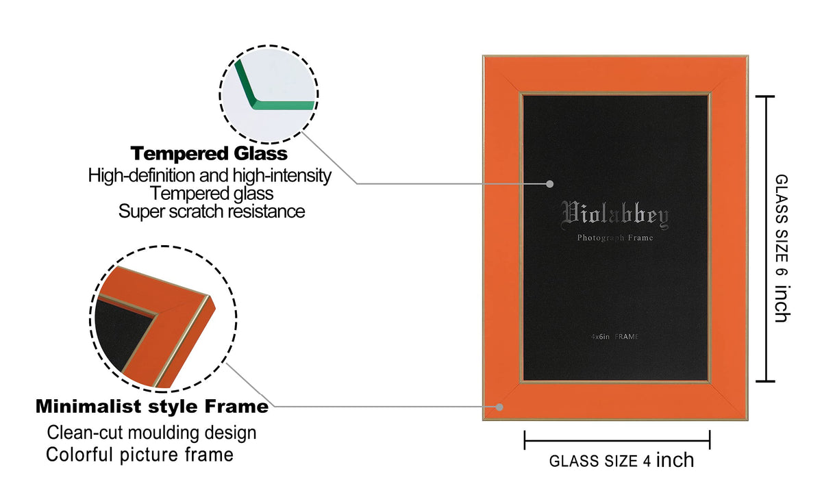 VIOLABBEY orange frame with warm tones on a shelf for contemporary charm