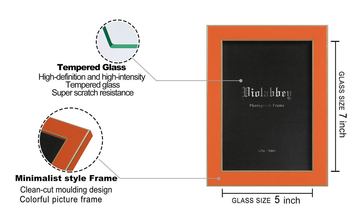 Orange and apricot VIOLABBEY frames with premium glass.