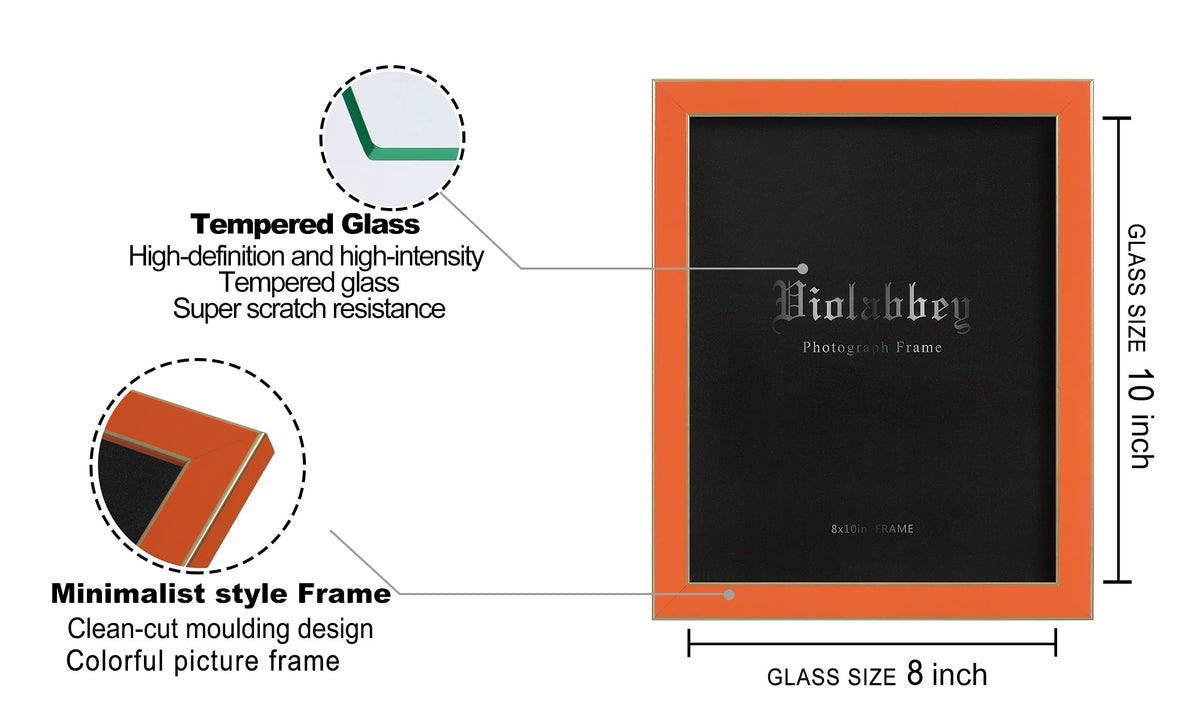 VIOLABBEY 8x10 orange frame adds energetic contrast to shelves.