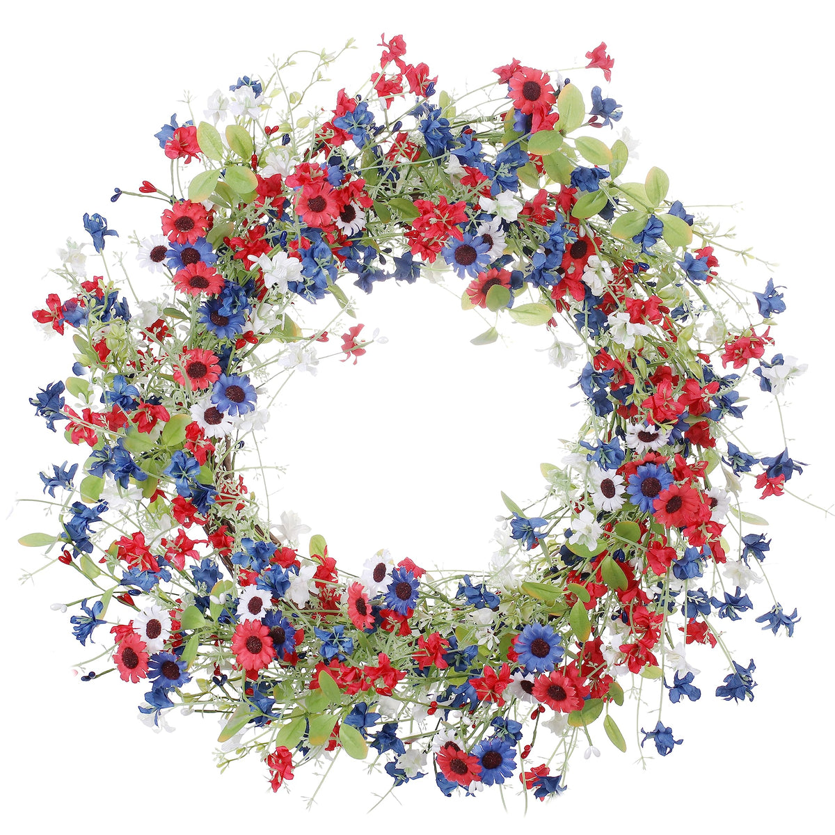 VioletEverGarden 22-inch patriotic wreath on front door for Independence Day decor