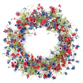 VioletEverGarden 22-inch patriotic wreath on front door for Independence Day decor