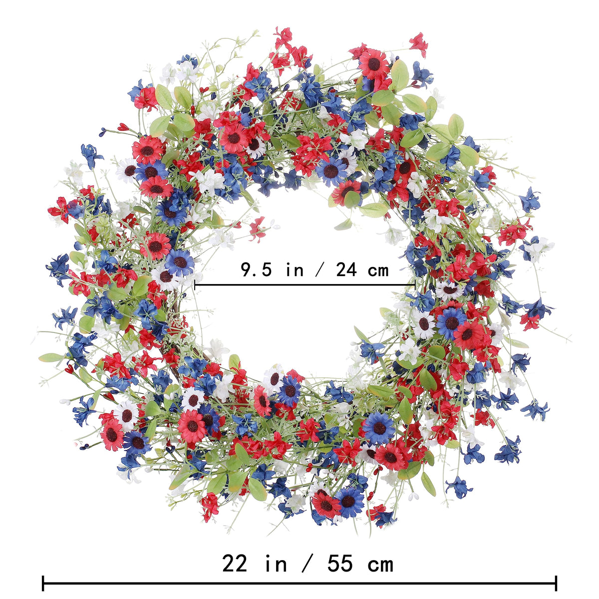 VioletEverGarden wreath with red white blue daisies for bold patriotic accents