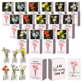 VioraWhite 24-set pink gift box with glass vase for Mother's Day.