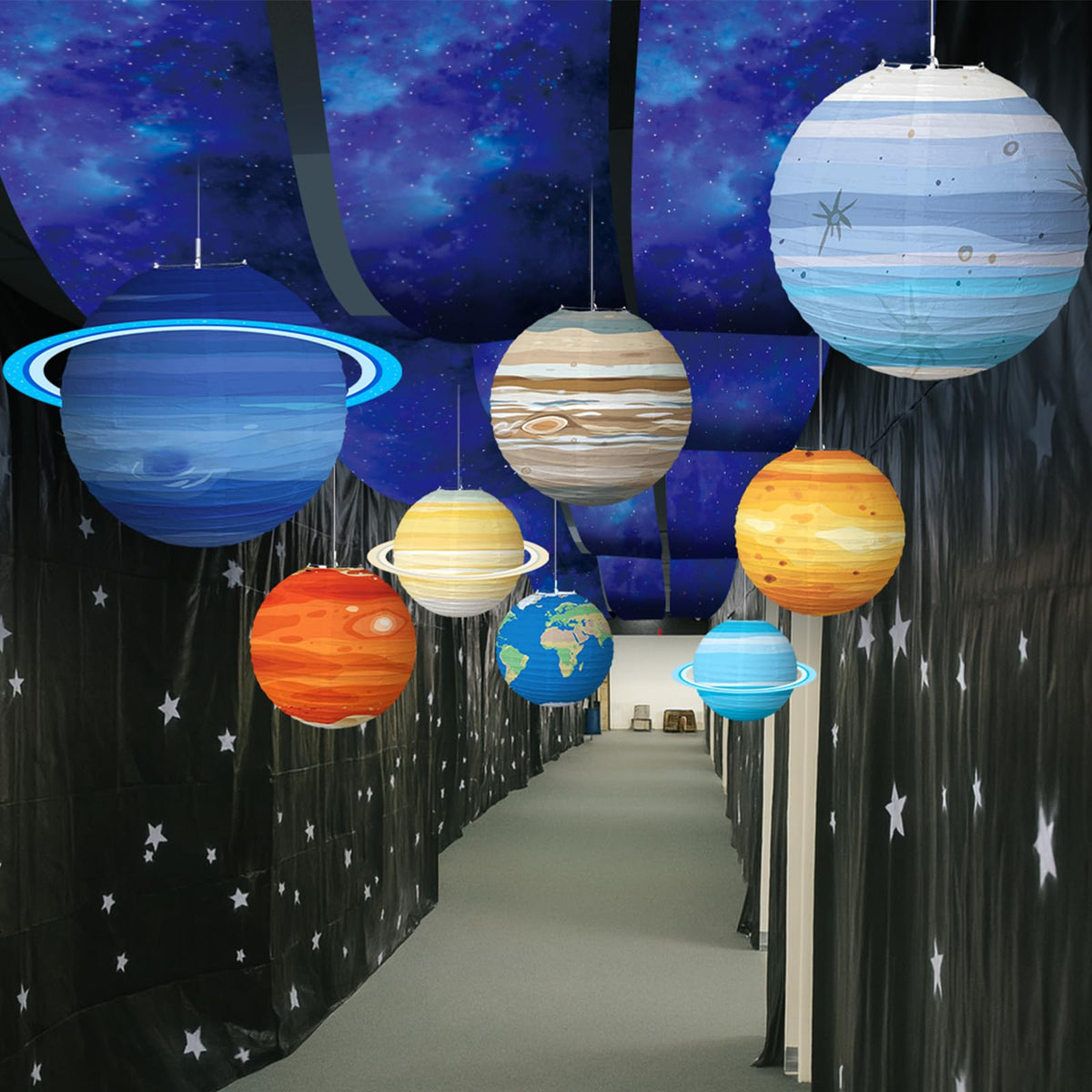 VioraWhite galaxy ceiling backdrop for events and classrooms.