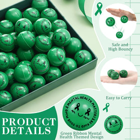 VioraWhite green ribbon bouncy ball close-up showing Mental Health Matters print.