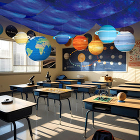 VioraWhite planet lanterns add space-themed decor and soft light.