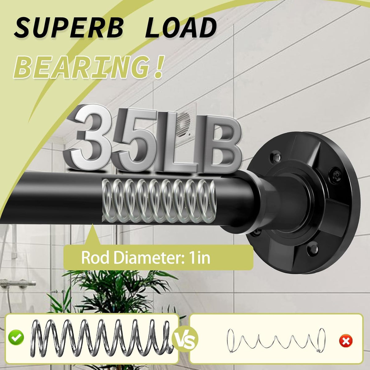 VIOREMOS tension rod end pads provide anti-slip stability for heavy curtains.