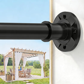 VIOREMOS tension rod extended to fit wide openings with secure support.