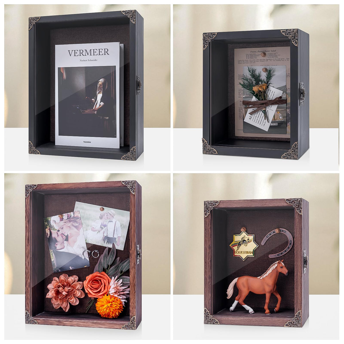 Viown Deep Shadow Box 8x10 showing 4.7-inch depth ideal for bouquets and trophies.