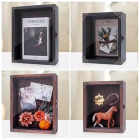 Viown Deep Shadow Box 8x10 showing 4.7-inch depth ideal for bouquets and trophies.