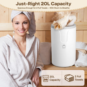 VIPBATH 20L towel warmer inside view highlighting even edge-to-edge warming