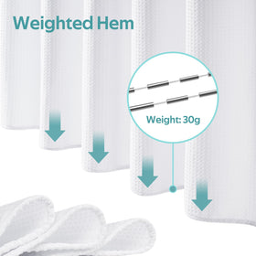 Vipfree weighted hem helps curtain stay flat and drip-free.