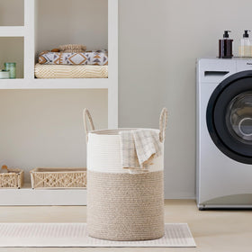 VIPOSCO hamper in living room demonstrating convenient everyday laundry and organization.