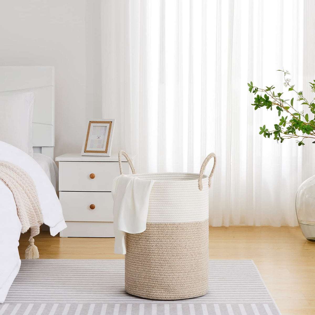 VIPOSCO woven rope basket with toys illustrating versatile toy storage.