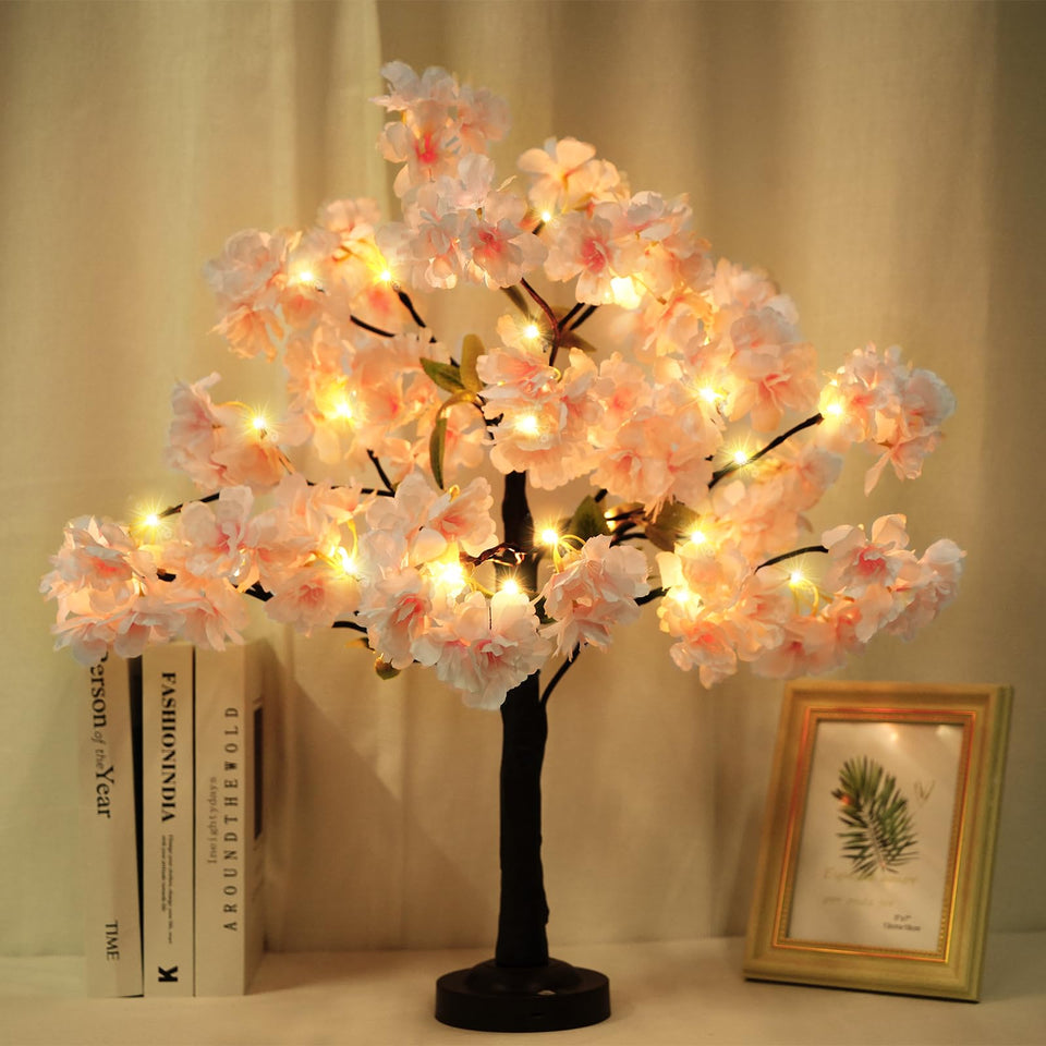 VirtuGro 24in cherry blossom tree light emits a gentle pink glow for ambience