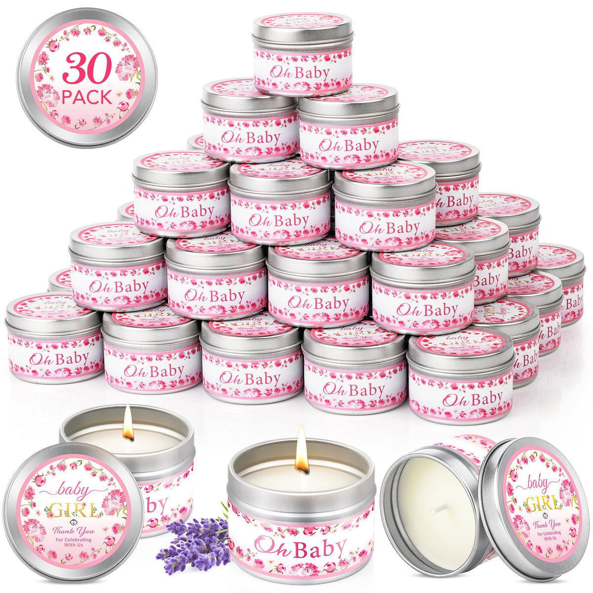 VISCOO pink baby shower candle ideal as guest favors and decor