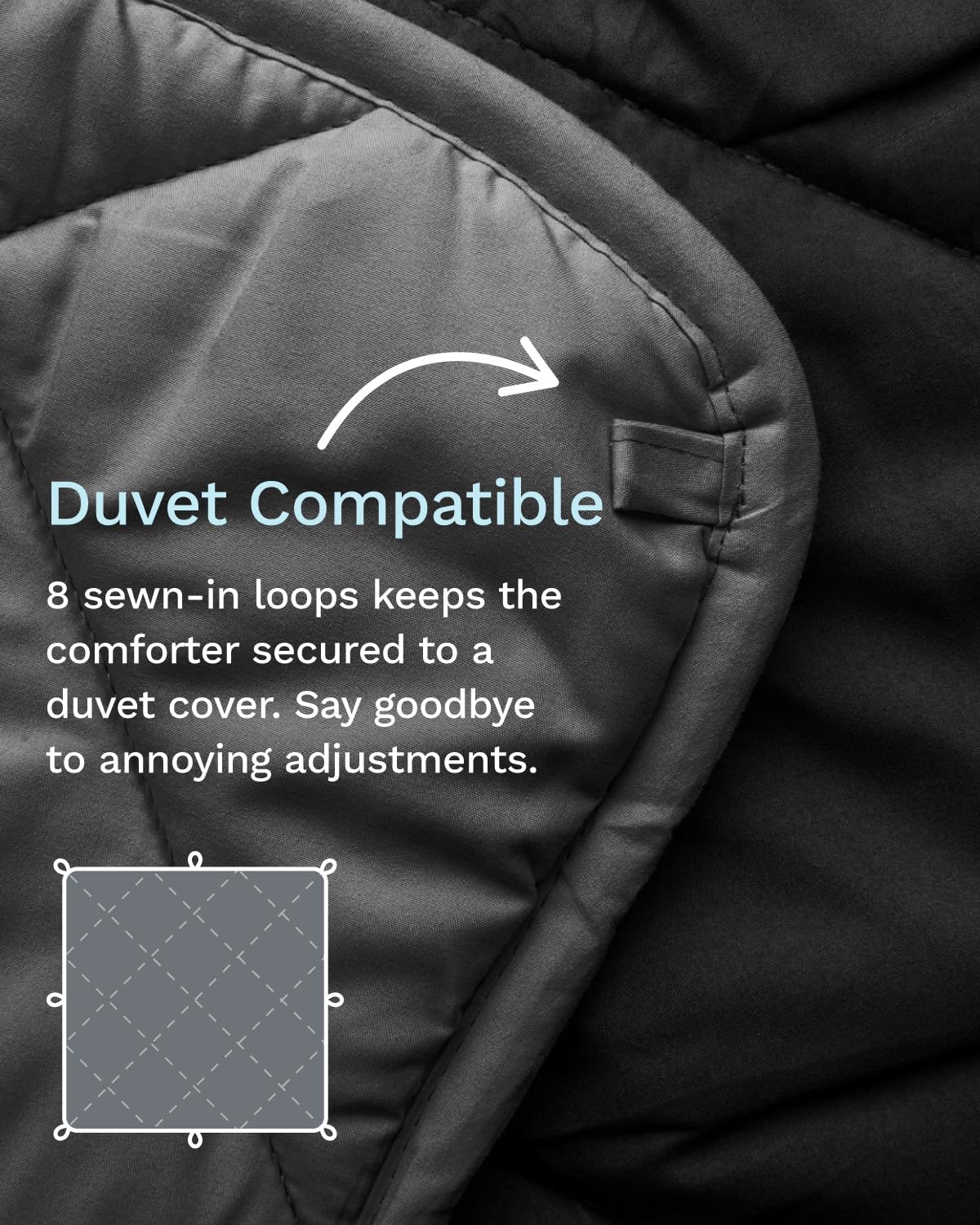 ViscoSoft Twin XL comforter in black-gray colorway on a bed