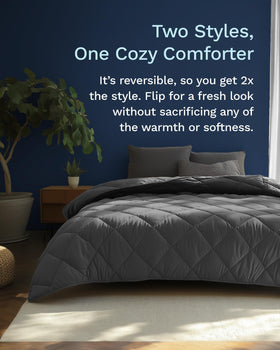 ViscoSoft Twin XL comforter reversible two-tone display on bed