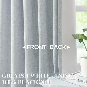 Vision Home side view shows elegant folds and linen blend texture.