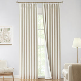 Vision Home pinch pleated curtains front view for a modern living room.