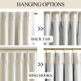 Vision Home pinch pleat curtains with hooks ready for hanging.