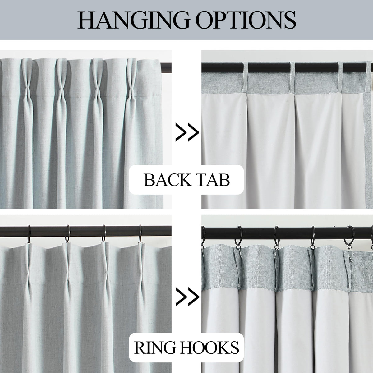 Vision Home weighted hems ensure a clean, draped silhouette.