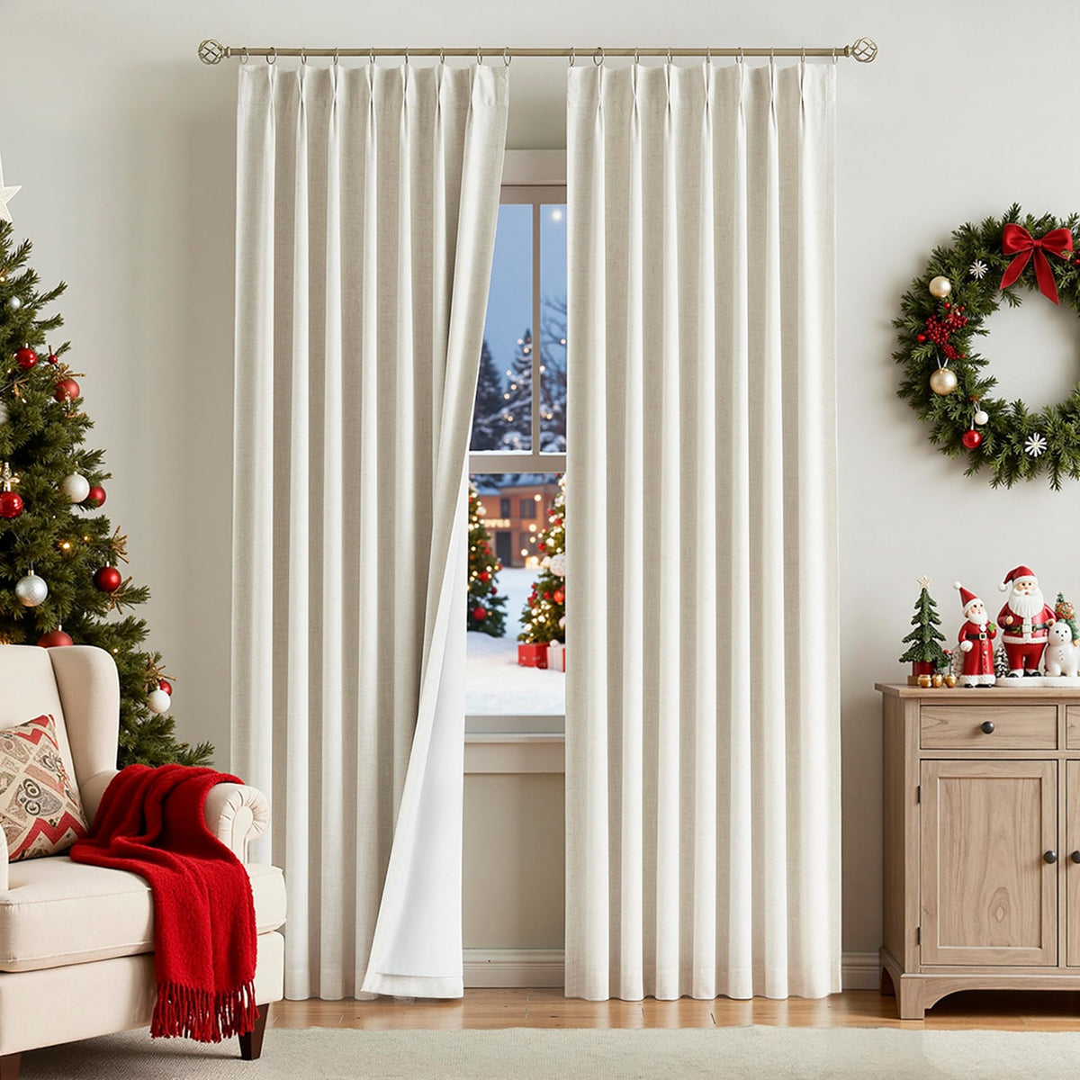 Vision Home ready-made two-panel set with hooks for quick installation.