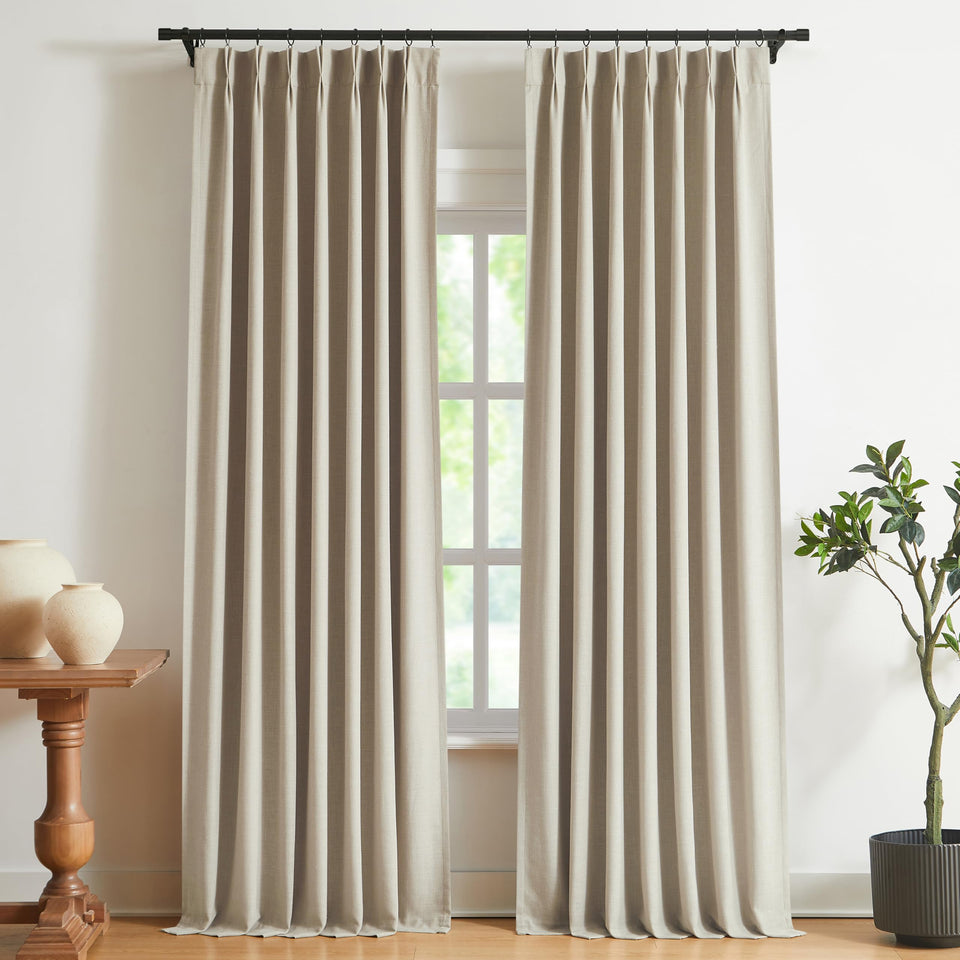 Vision Home sand pinch-pleat curtains with a modern light control effect