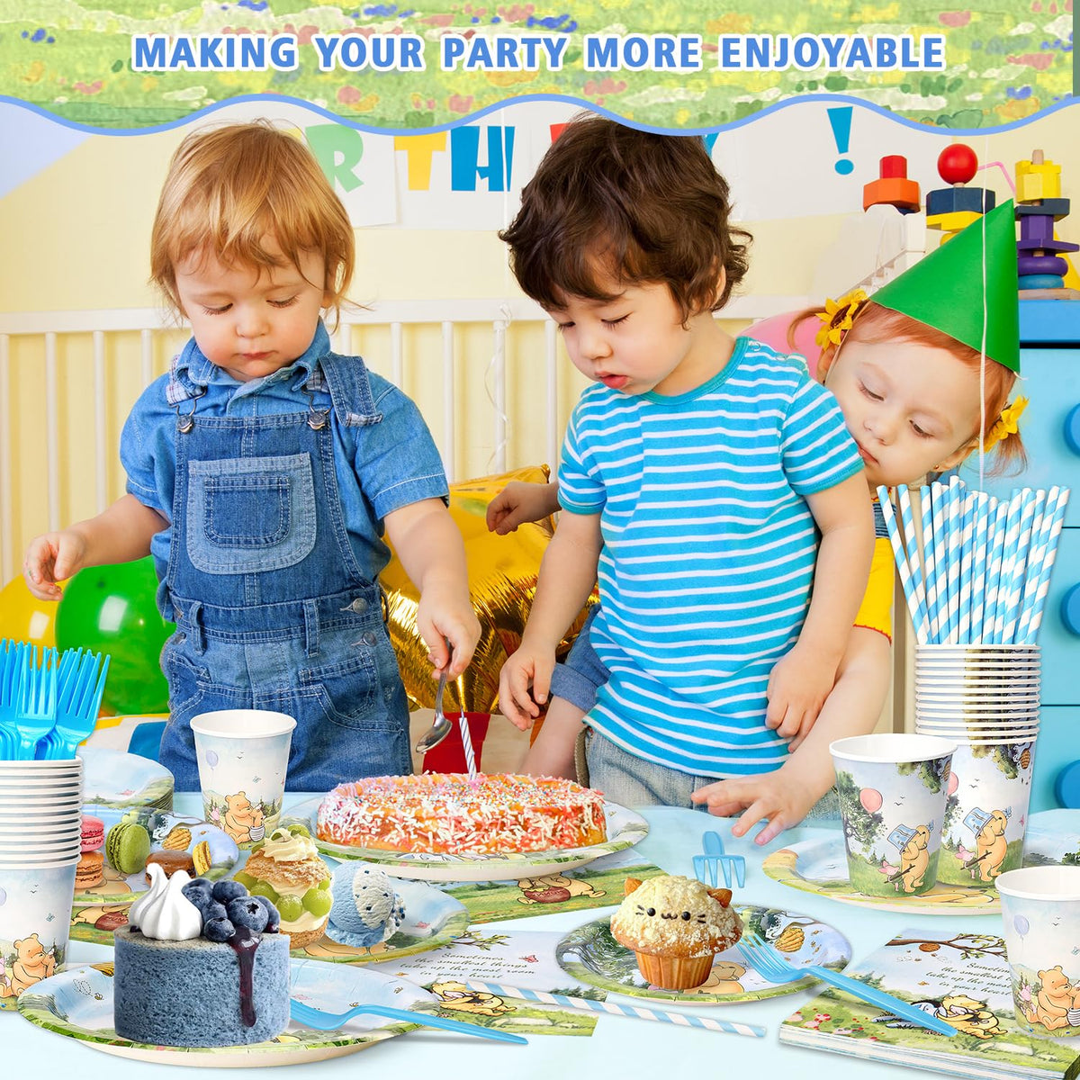 Vistico Winnie Bear 7-inch plates, compact size for desserts and appetizers