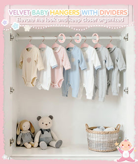 VIS'V non-slip velvet hangers with notched shoulders protect fabrics from slipping.